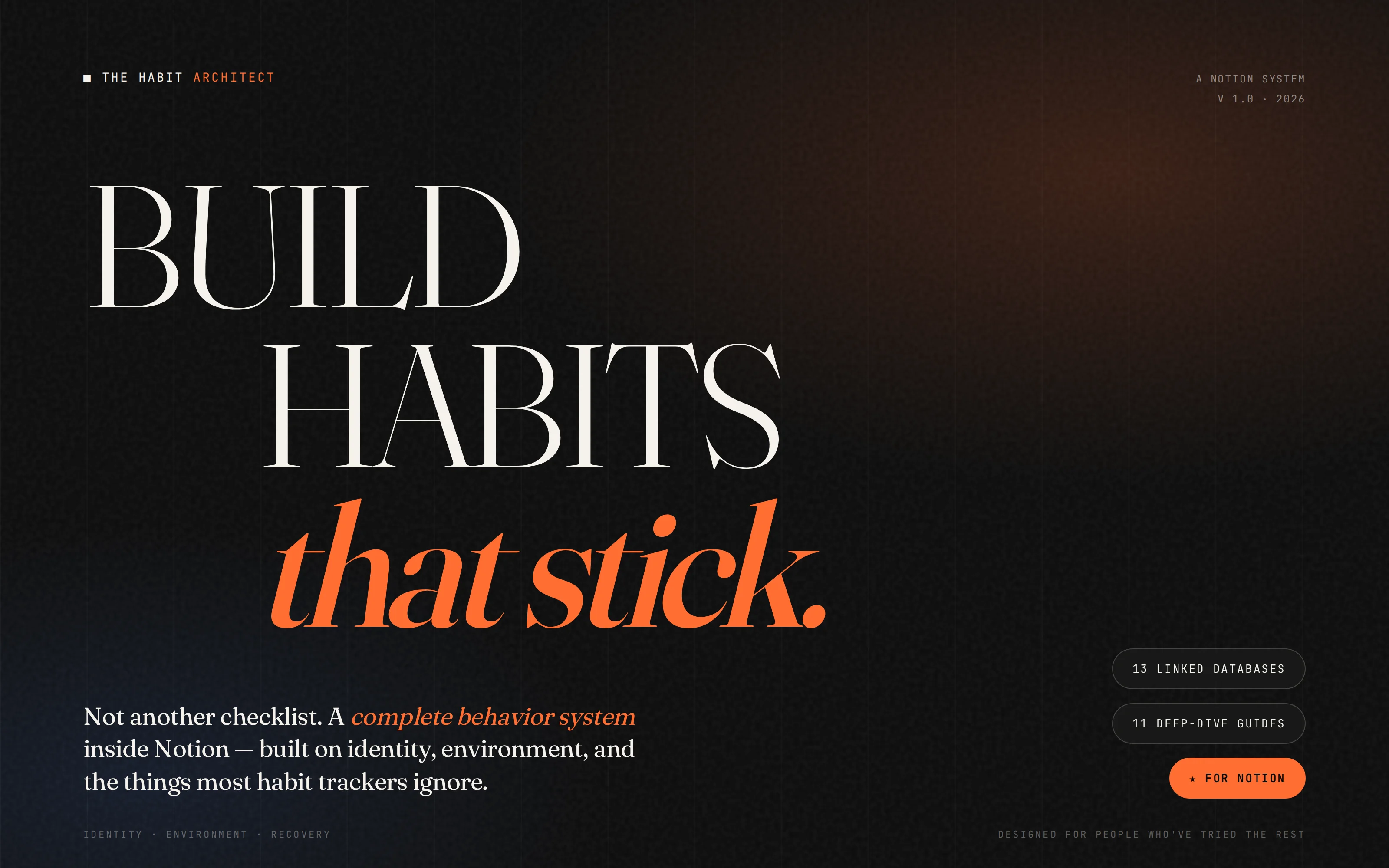 The Habit Architect — Notion template hero cover