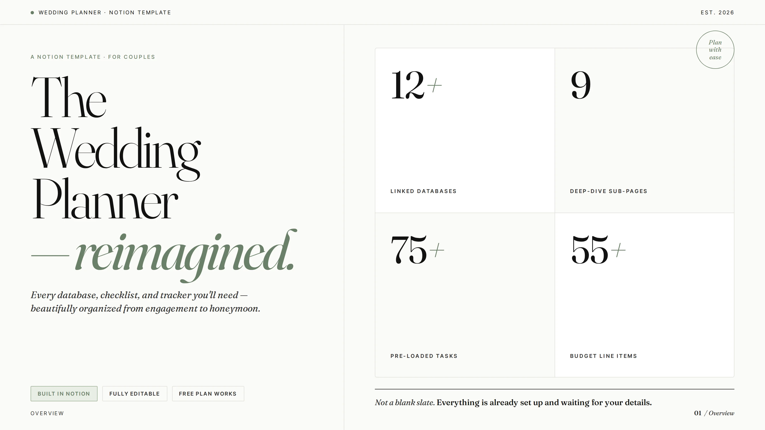 The Wedding Planner — Notion template hero cover
